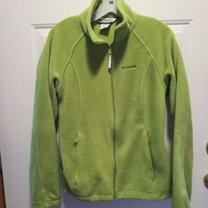Columbia Lime Green Zip Up Fleece Jacket Sz L
